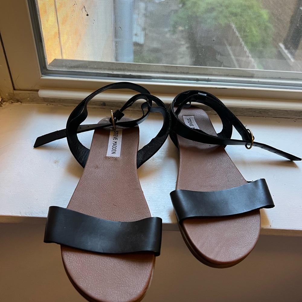 Steve Madden Black and Brown Women's Sandals